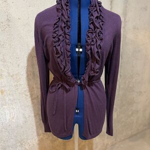 Merona Women's Deep Purple Ruffled Cardigan